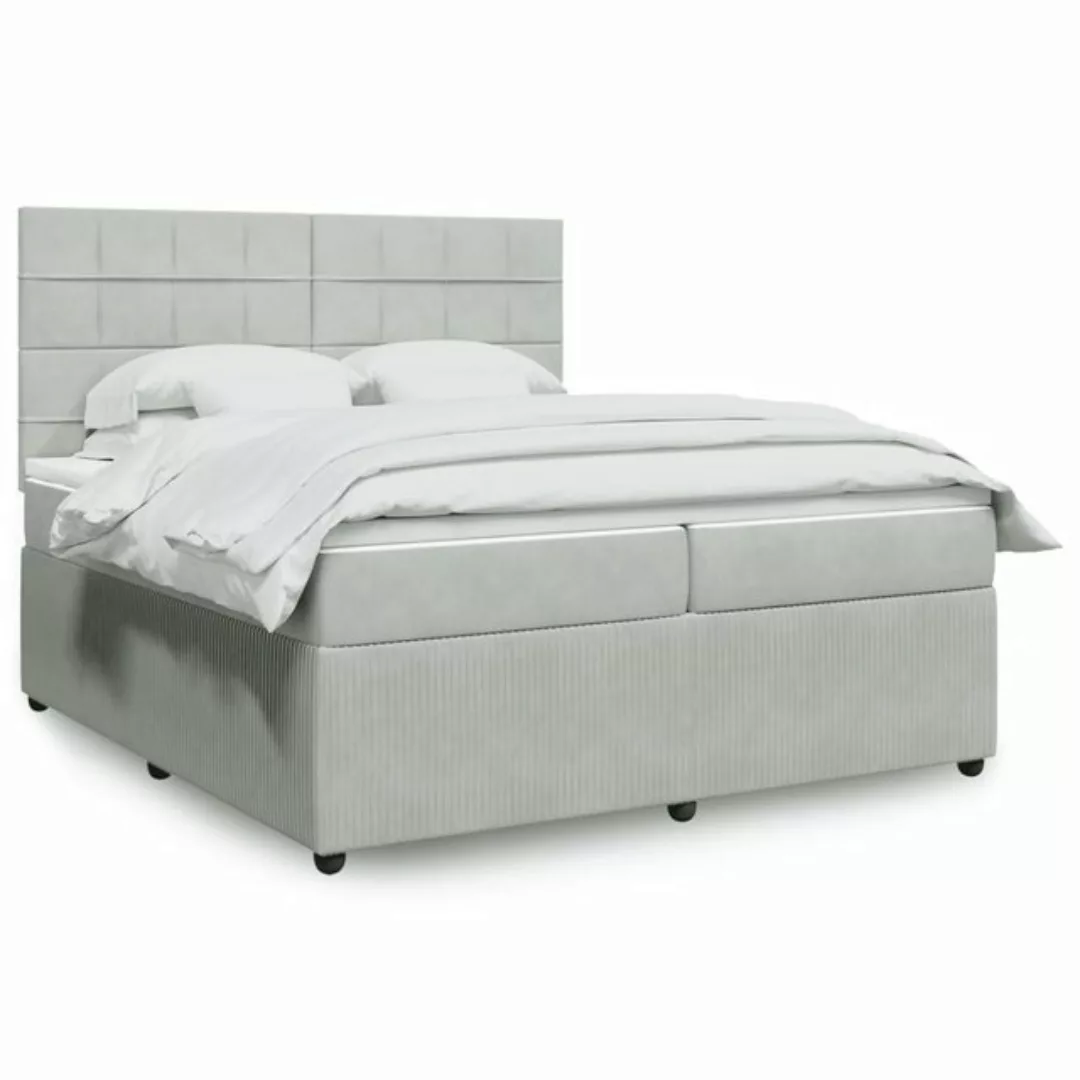 vidaXL Boxspringbett, Boxspringbett mit Matratze Hellgrau 200x200 cm Samt günstig online kaufen