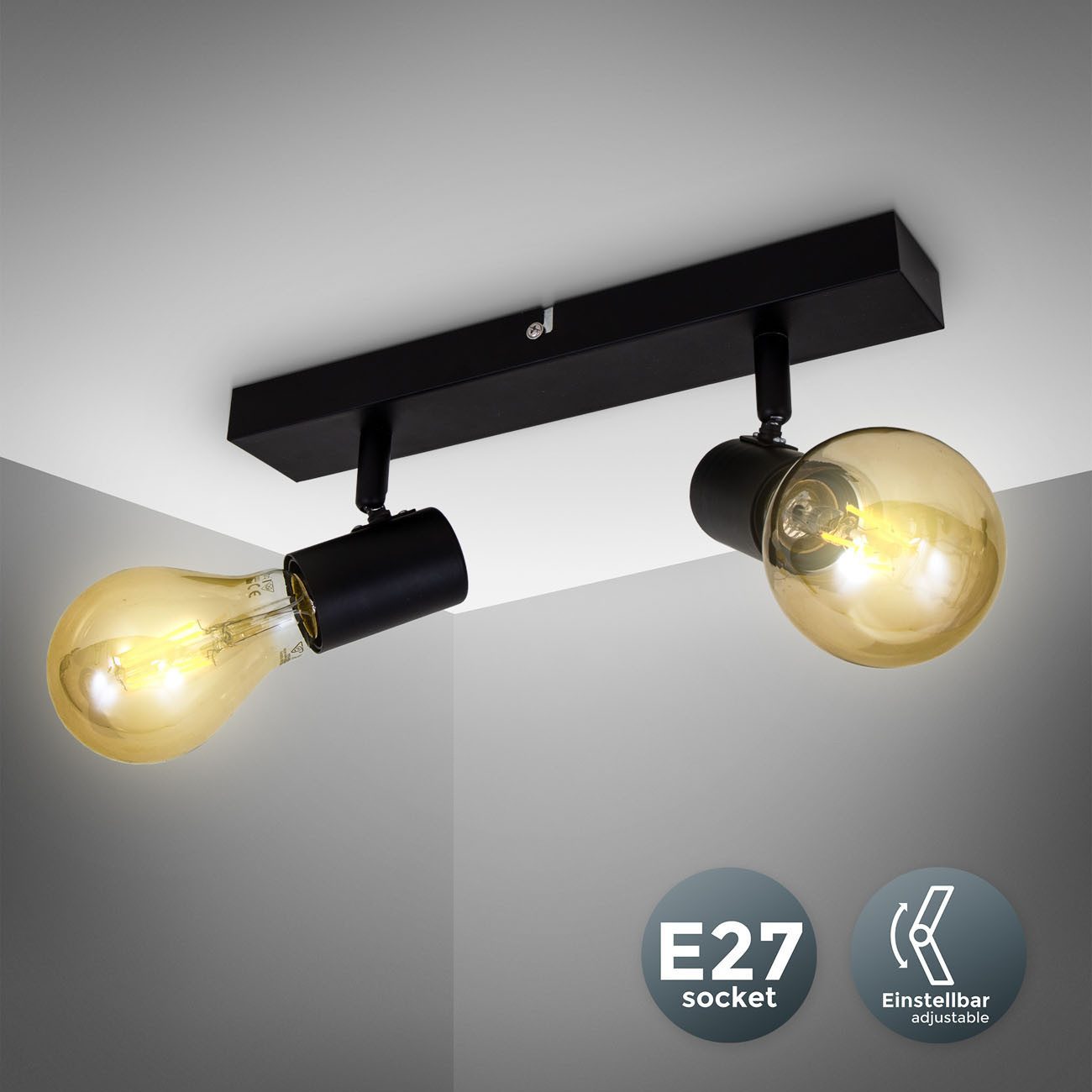 B.K.Licht Deckenleuchte Deckenlampe Vintage 60W E27 günstig online kaufen