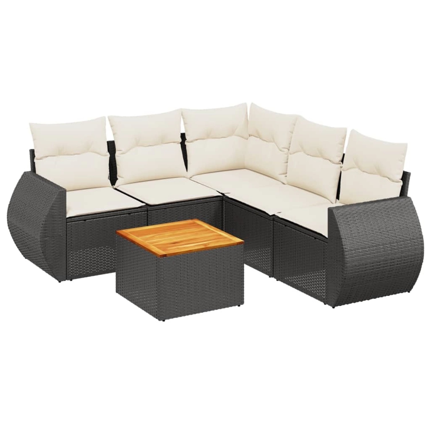 vidaXL 6-Tlg Garten-Sofagarnitur mit Kissen Schwarz Poly Rattan 3257330 günstig online kaufen