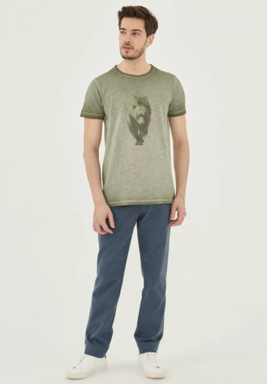 Garment Dyed T-shirt Aus Bio-baumwolle Mit Auto-print günstig online kaufen