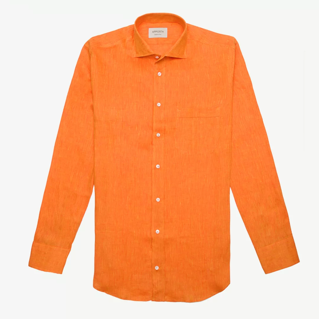 Hemd  einfarbig  orange leinen zefir italian leinen, kragenform  modernisie günstig online kaufen