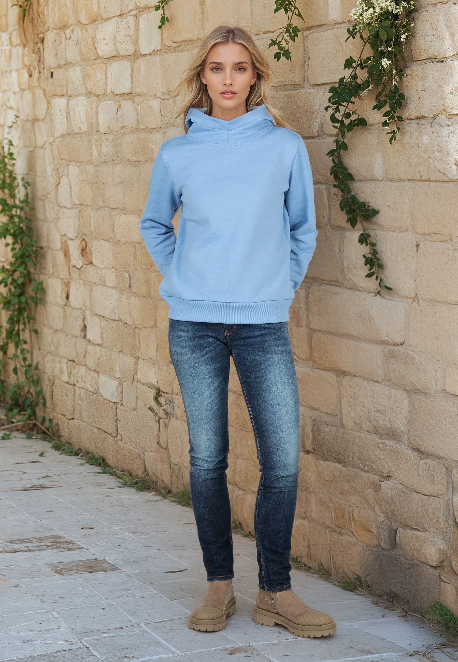 salzhaut Kapuzenpullover Damen Hoodie Talken Unifarben günstig online kaufen