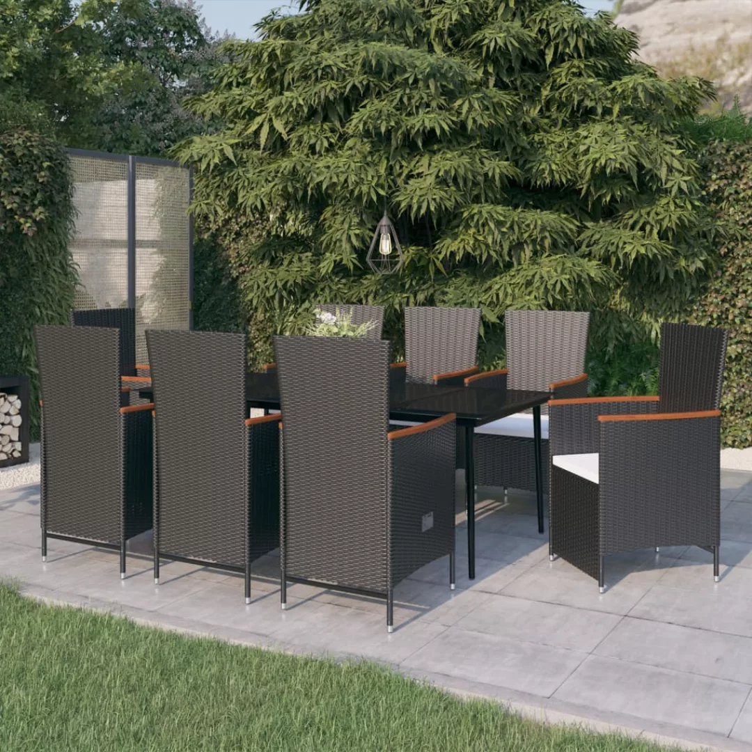 Vidaxl 9-tlg. Garten-essgruppe Mit Auflagen Schwarz günstig online kaufen