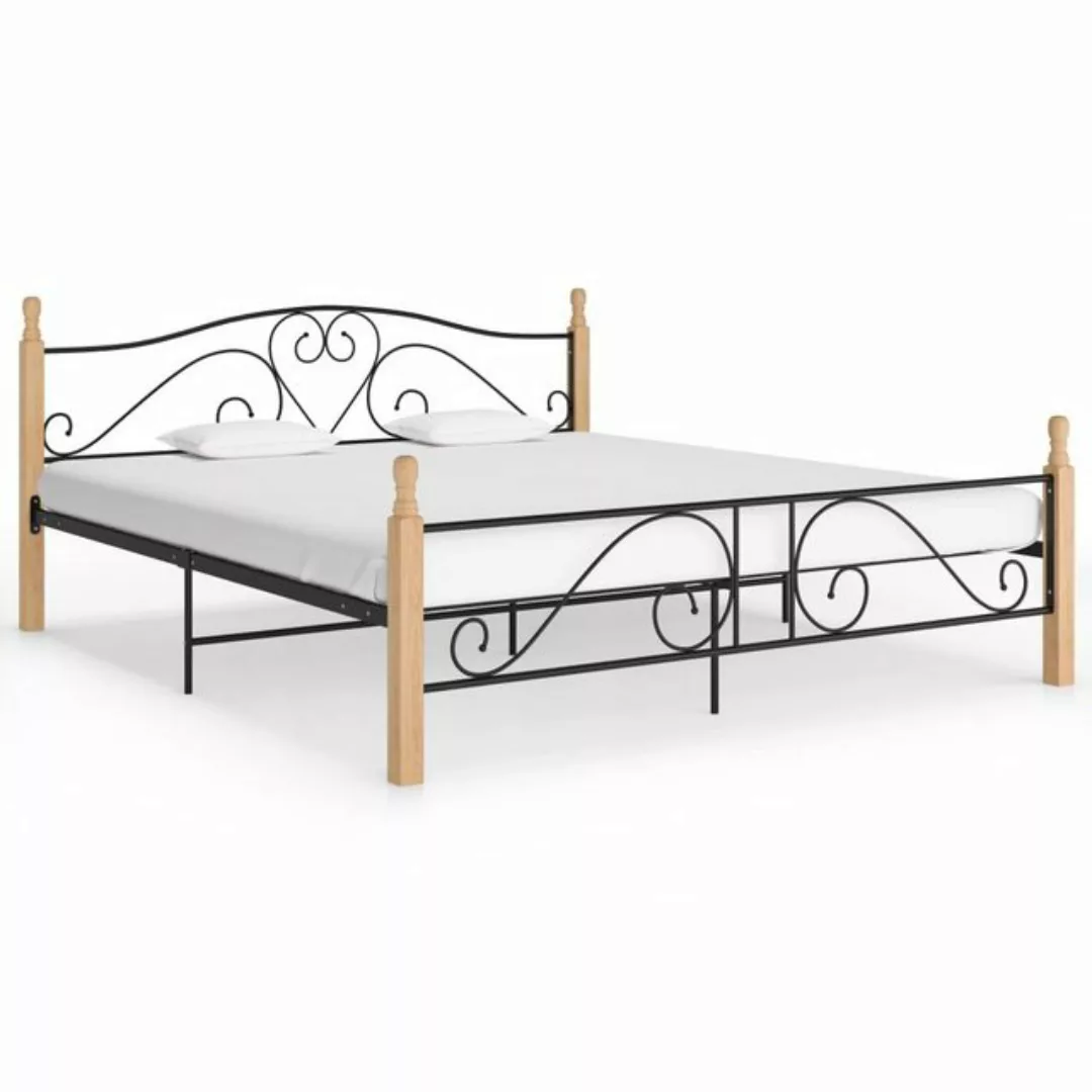 vidaXL Bettgestell Bettgestell Schwarz Metall 180x200 cm Doppelbett Bett Be günstig online kaufen