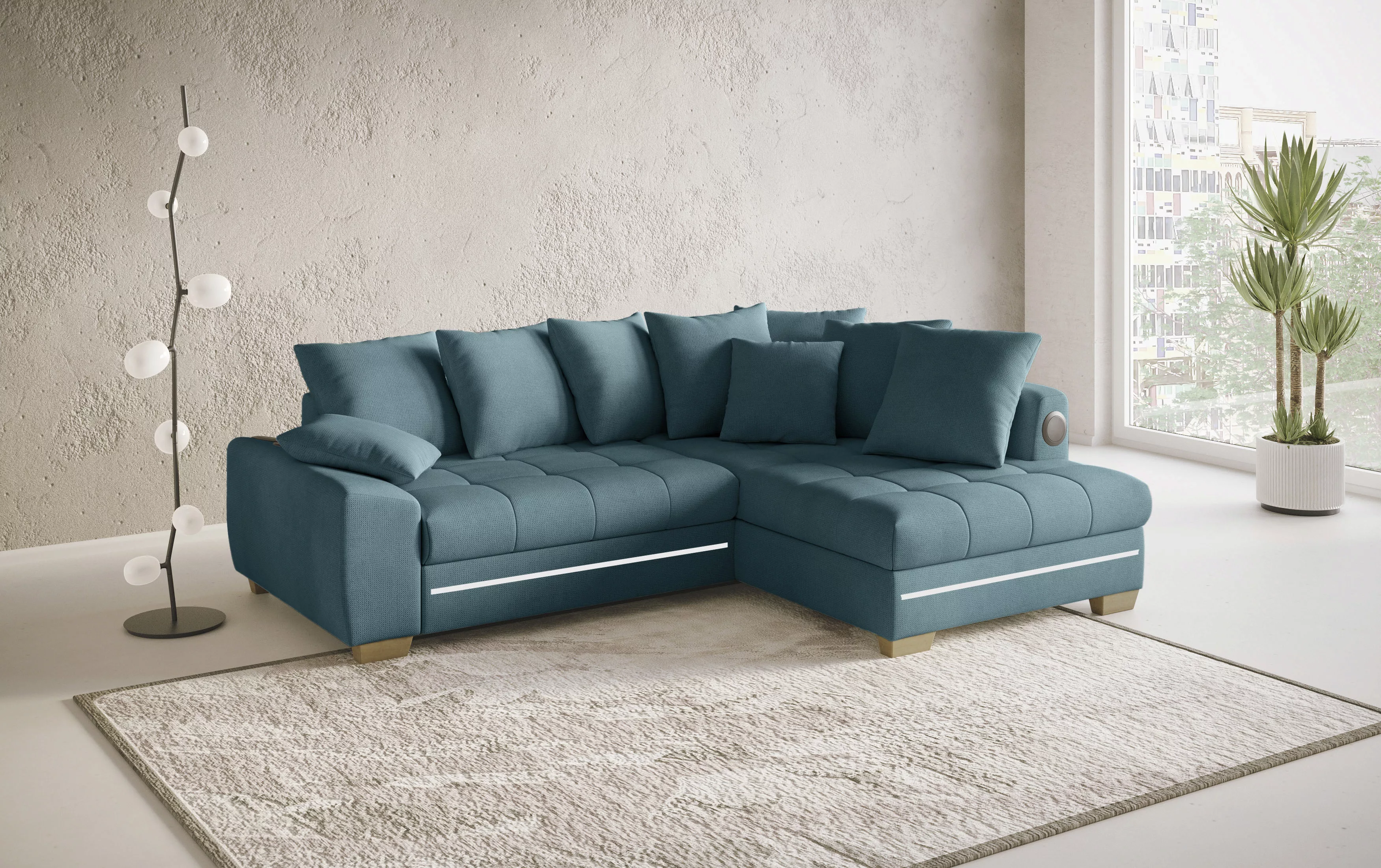 Mr. Couch Ecksofa »Nikita II, L-Form«, mit Kaltschaum, RGB-LED, Soundsystem günstig online kaufen