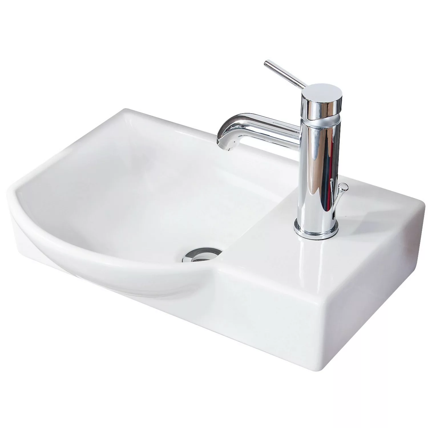 Fackelmann Handwaschbecken Sceno 45 cm eckig Weiß günstig online kaufen