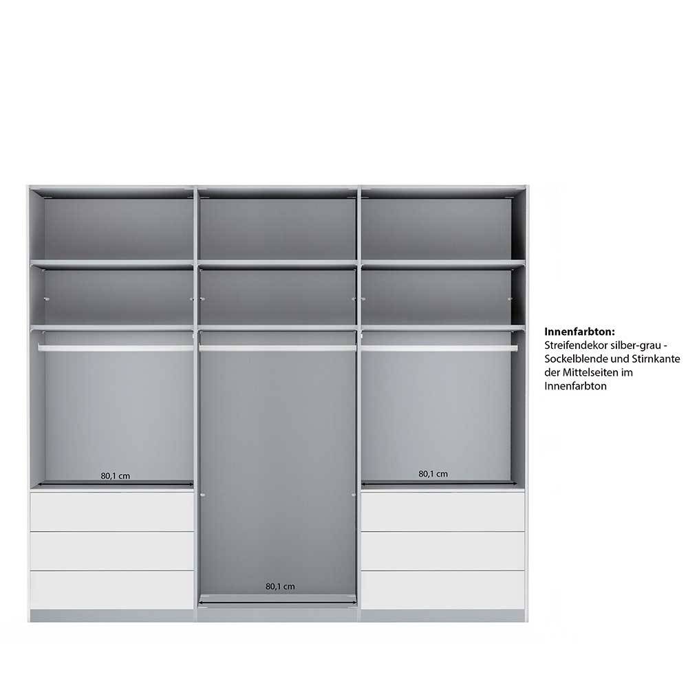 Kleiderschrank Champagnerfarben in modernem Design 250 cm breit günstig online kaufen