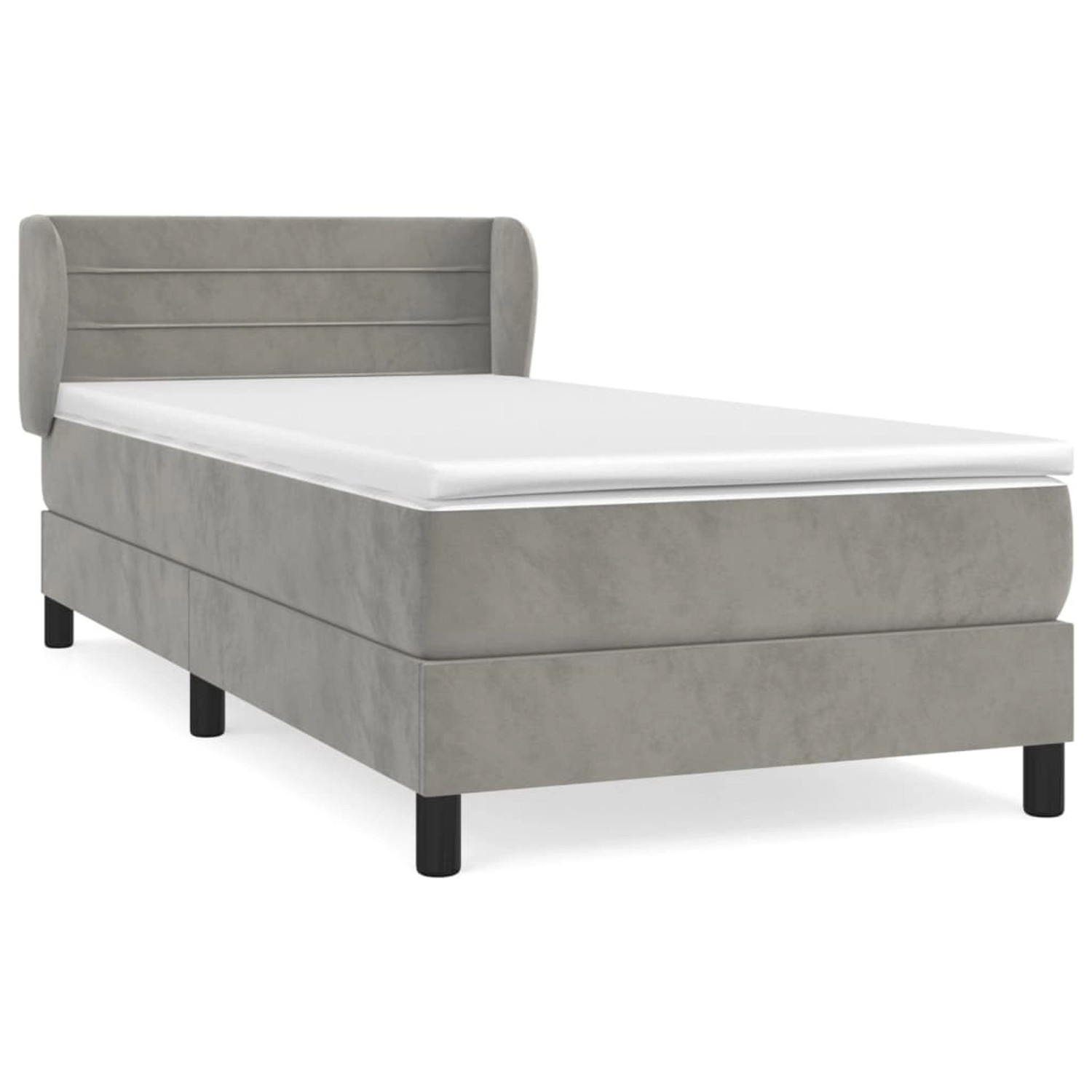 vidaXL Boxspringbett mit Matratze Hellgrau 90x190 cm Samt1537243 günstig online kaufen