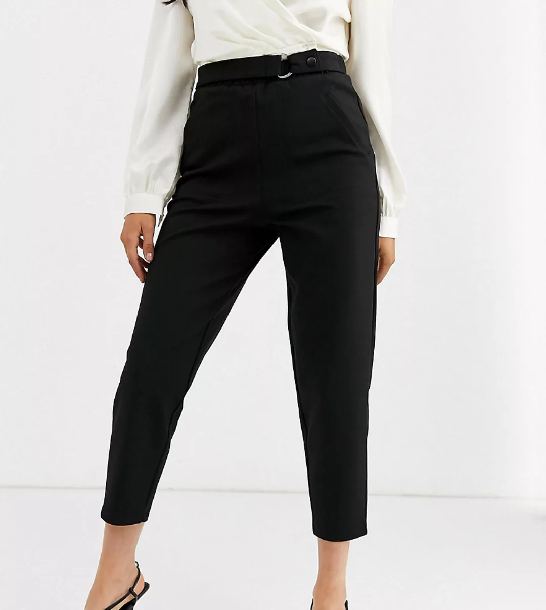 ASOS DESIGN Petite – Elegante, schmale Ponte-Hose-Schwarz günstig online kaufen