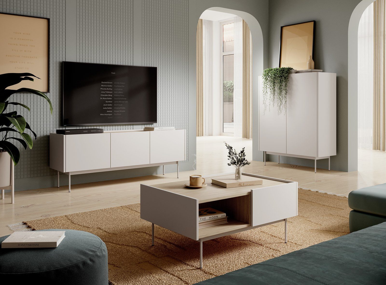 Compleo Wohnzimmer-Set (TV-Lowboard, Kommode, Couchtisch) Möbelfarbe günstig online kaufen