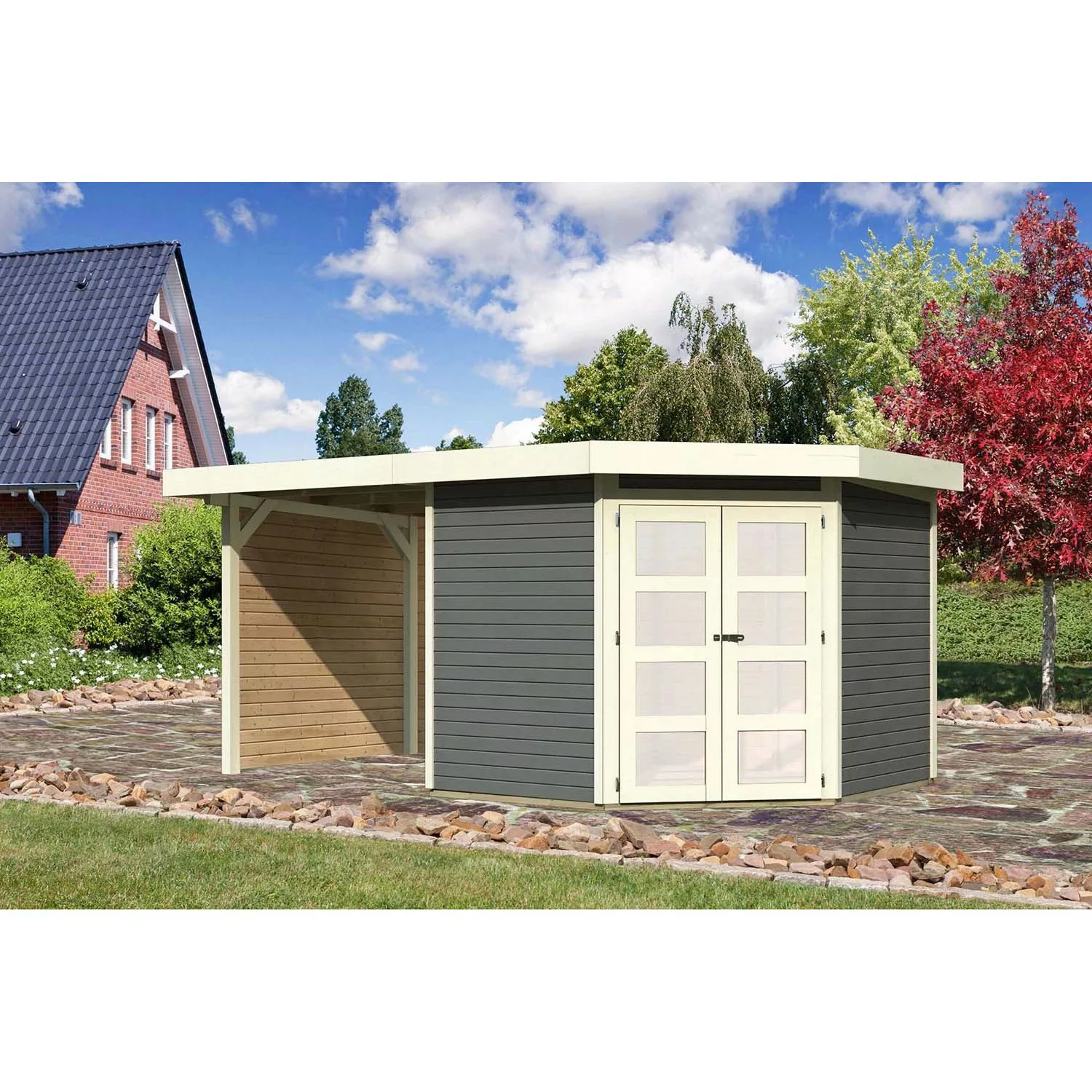 Gartenhaus Vilsbiburg 5 Set Terragrau , Seiten- und Rückwand günstig online kaufen