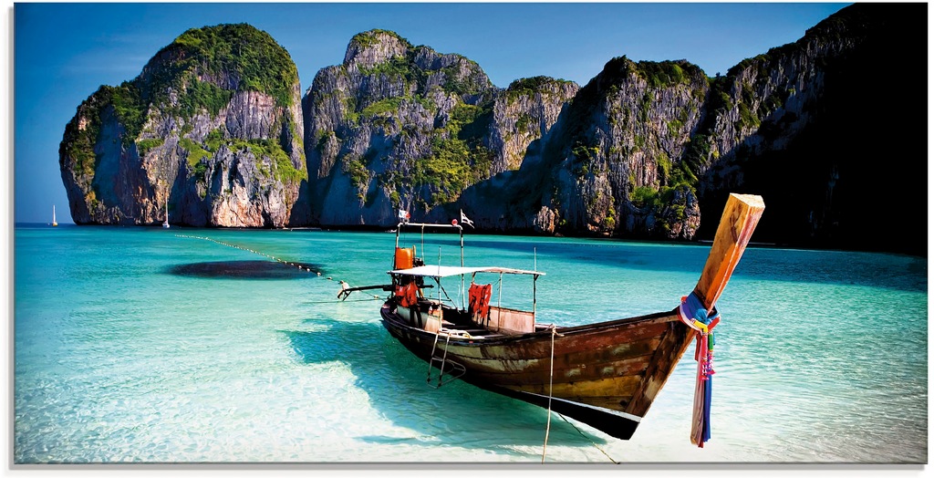 Artland Glasbild "Maya Bay, Koh Phi Phi Leh, Thailand", Boote & Schiffe, (1 günstig online kaufen