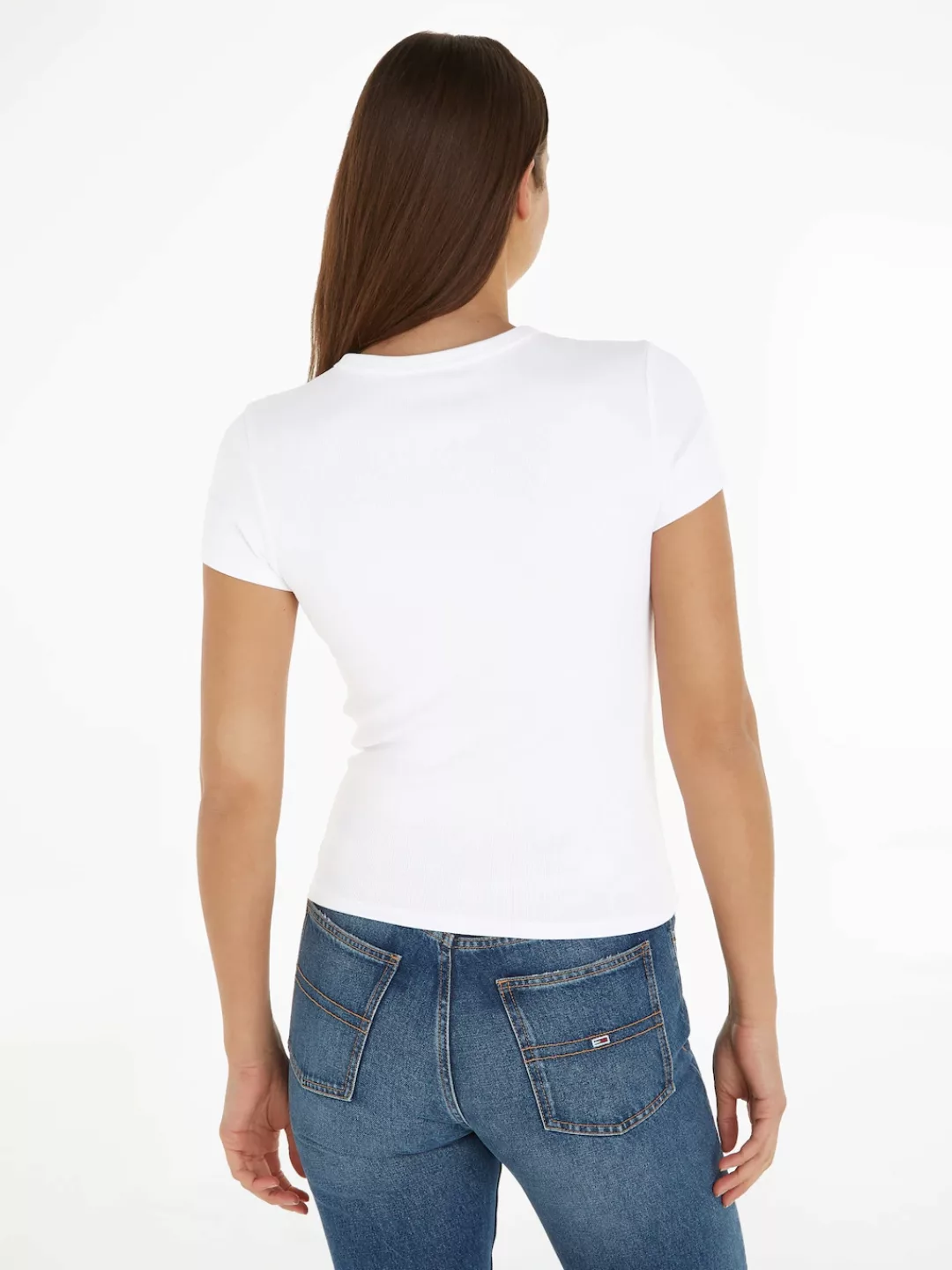 Tommy Jeans T-Shirt Slim Essential Rib Shirt, Rippshirt Rundhalsshirt mit L günstig online kaufen