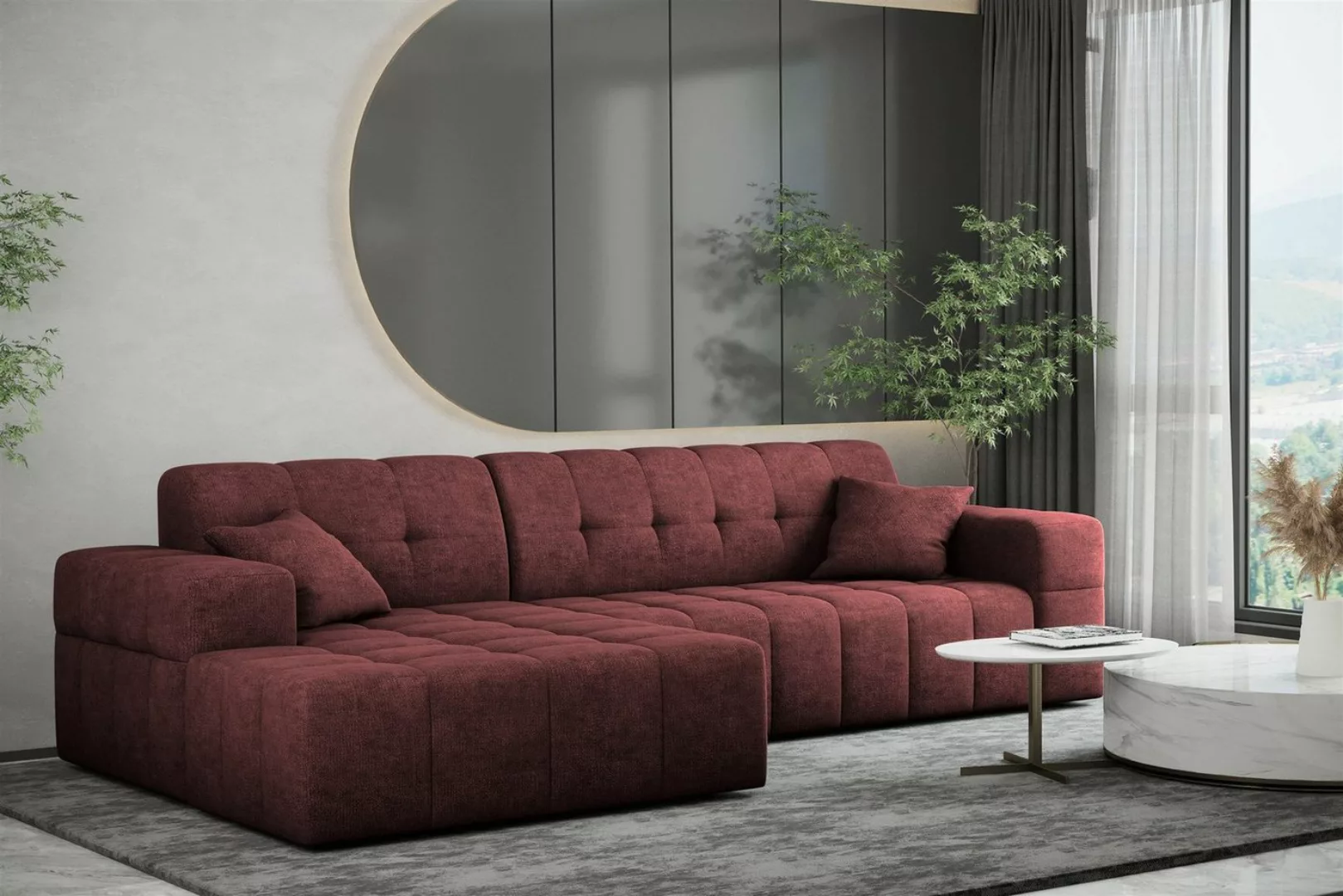 Fun Möbel Ecksofa Ecksofa Designersofa NANCY mit Ottomane in Stoff Harmony, günstig online kaufen