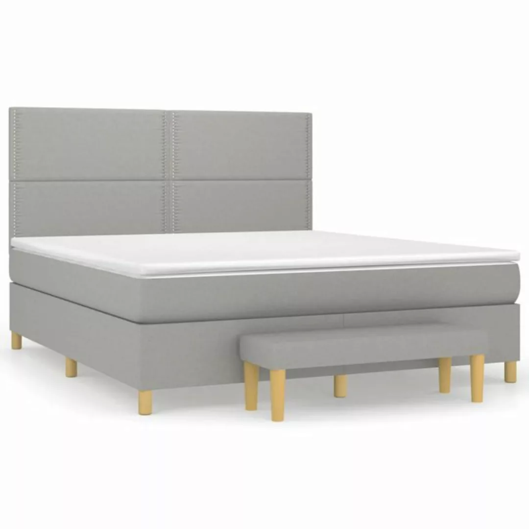 vidaXL Boxspringbett Boxspringbett mit Matratze Hellgrau 180x200 cm Stoff B günstig online kaufen