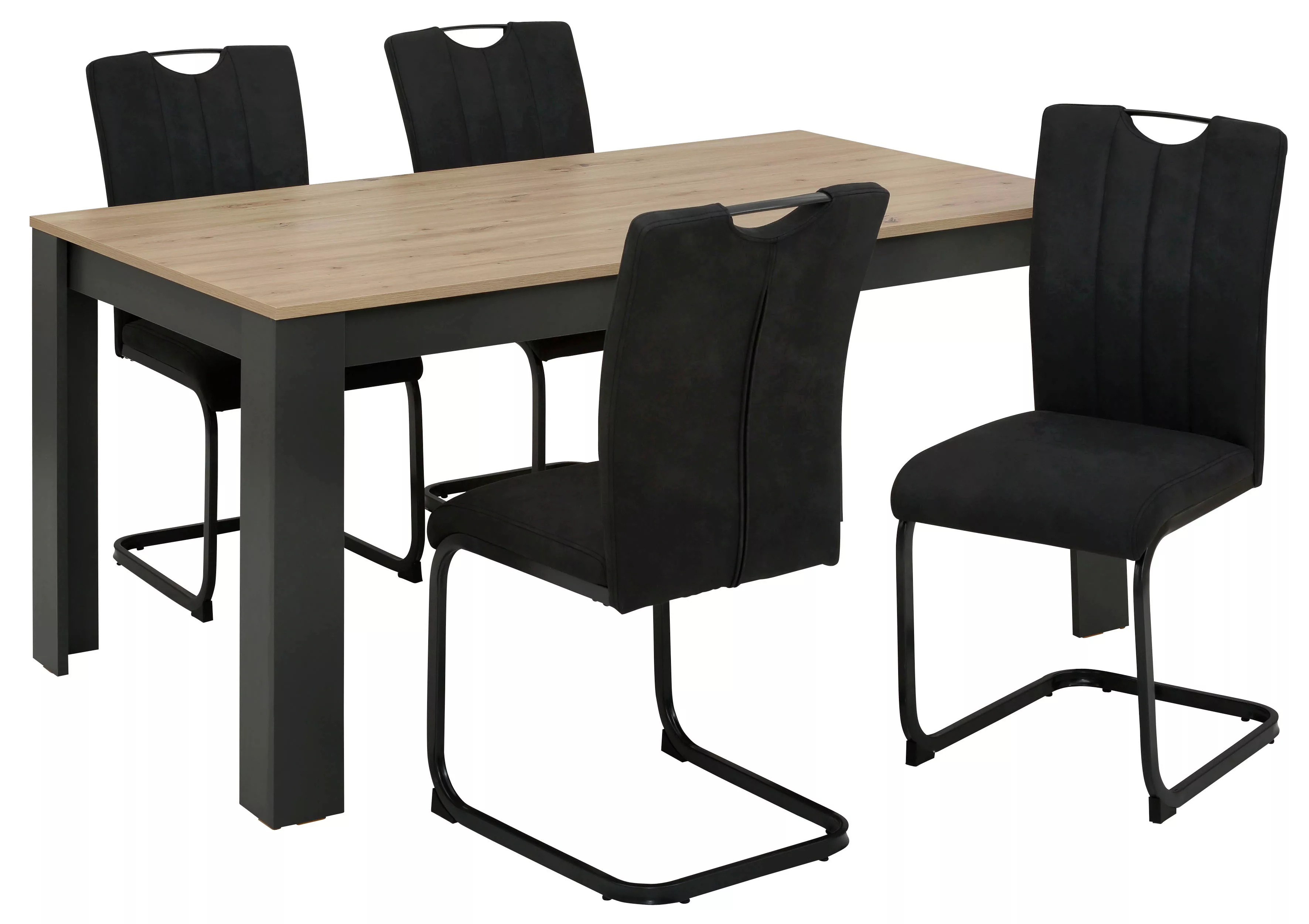 Home affaire Essgruppe "Napoli", (Set, 5 tlg., 4 Freischwinger + 1 Esstisch günstig online kaufen