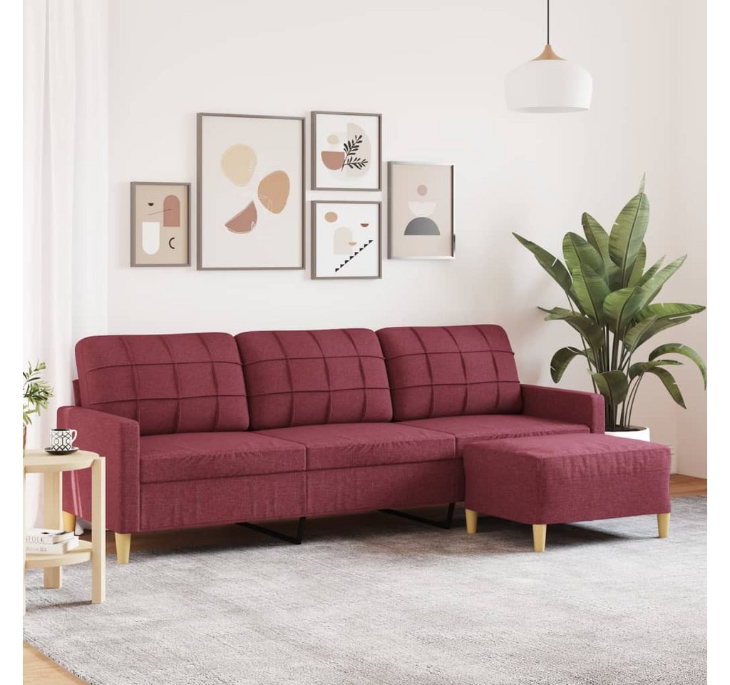 vidaXL Sofa, 3-Sitzer-Sofa mit Hocker Weinrot 210 cm Stoff günstig online kaufen