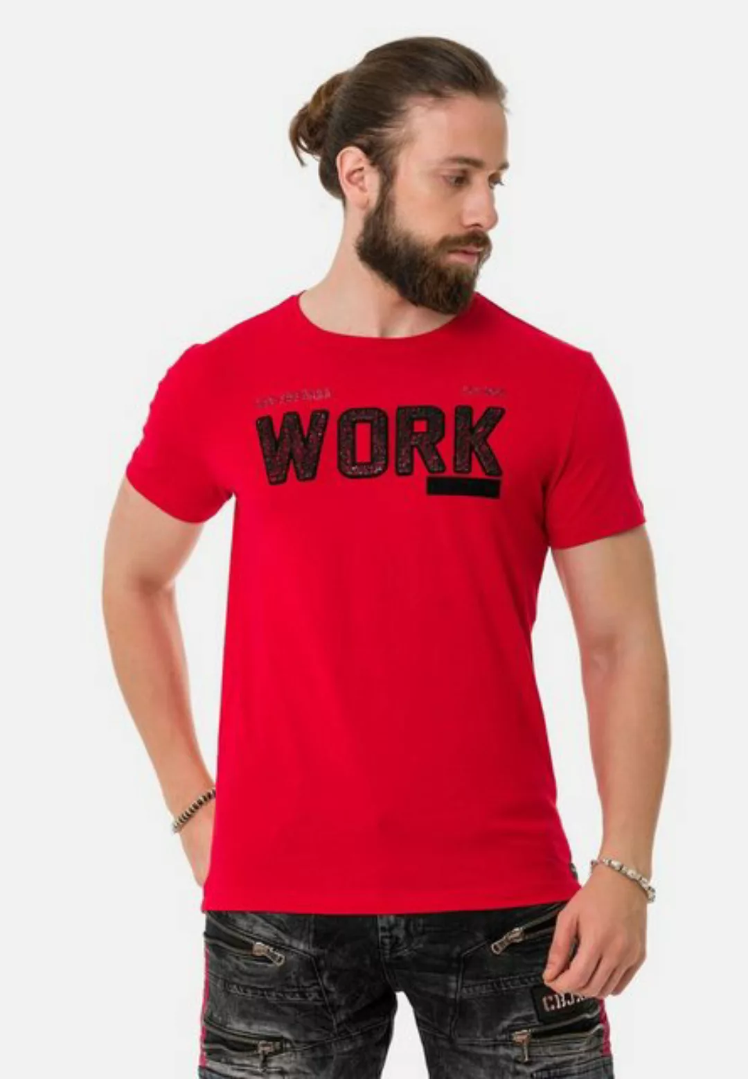 Cipo & Baxx T-Shirt mit coolem Work-Aufdruck günstig online kaufen