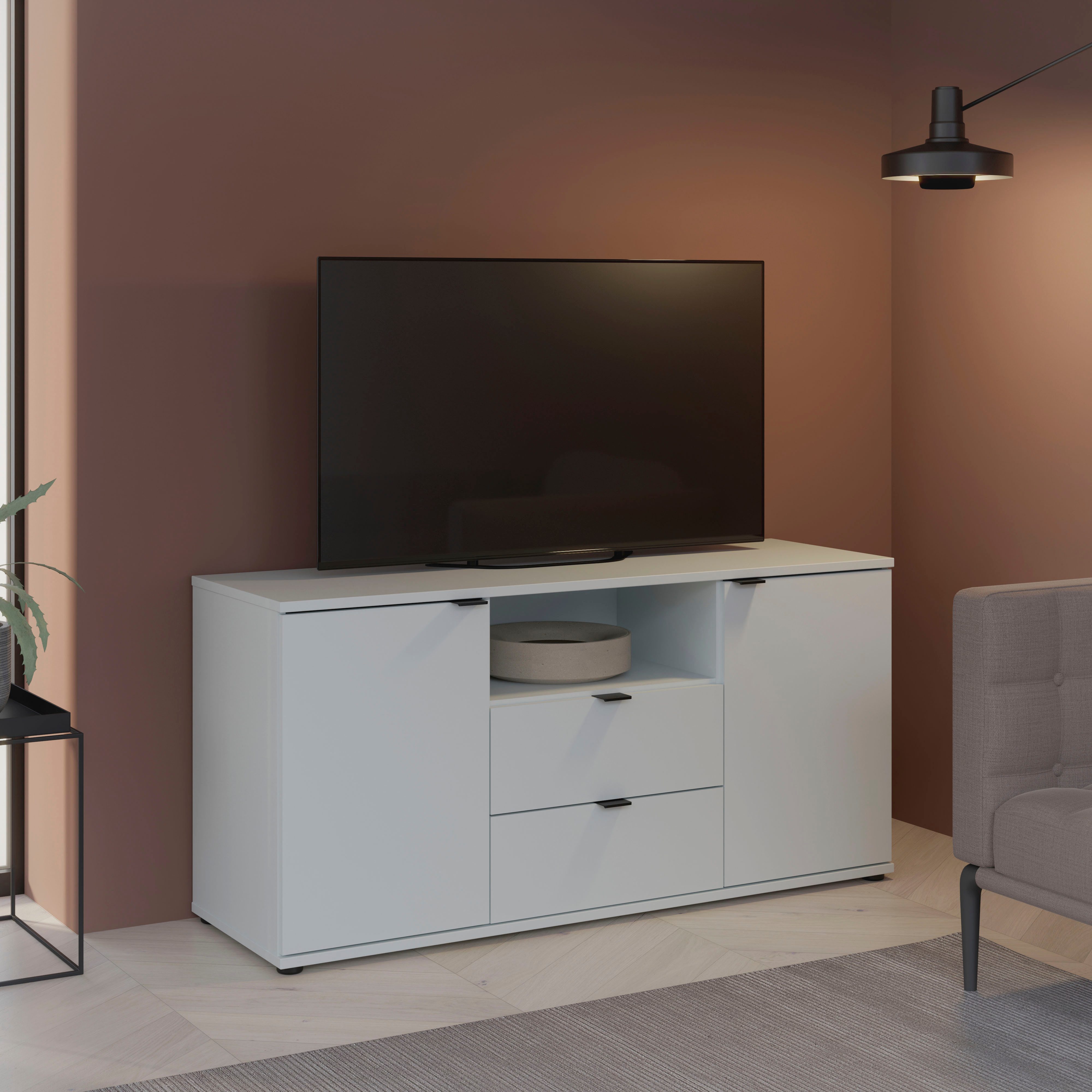 FORTE Lowboard "Ganymede", (Breite 129,8cm), TV Board, Stauraum, Schublade; günstig online kaufen