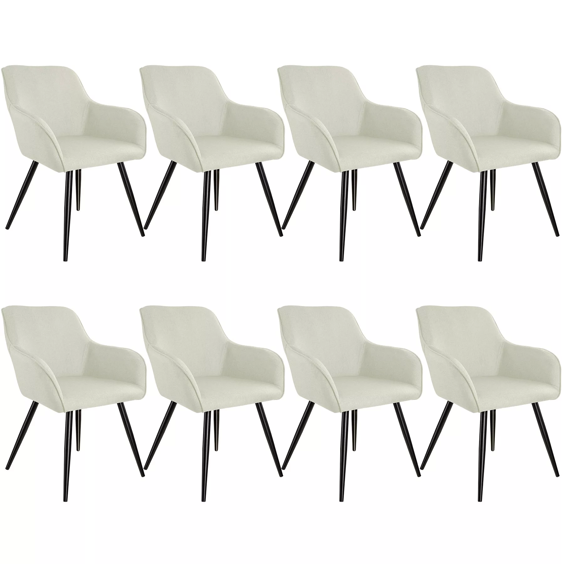 8er Set Stuhl Marilyn Leinenoptik, schwarze Stuhlbeine - crème/schwarz günstig online kaufen