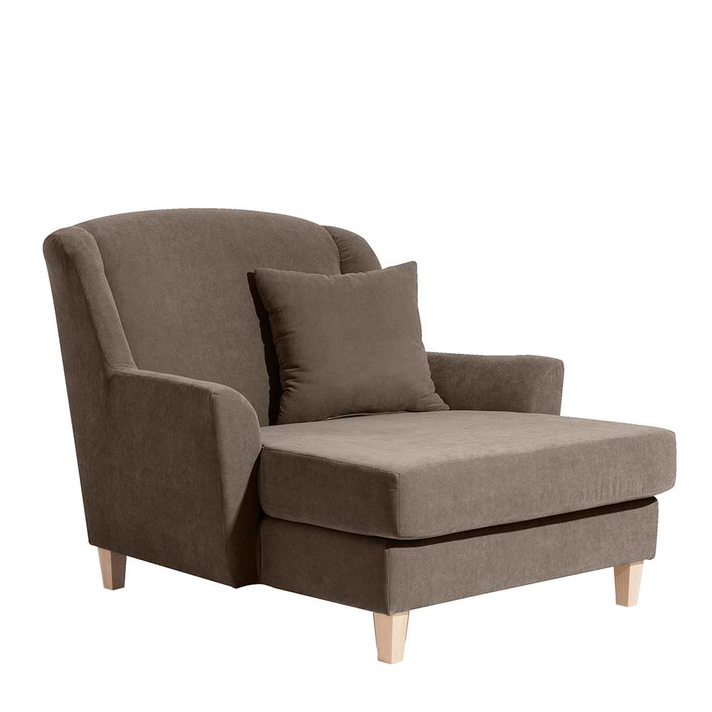 Big Sessel Landhaus in Beigegrau Velour 105 cm Sitztiefe günstig online kaufen