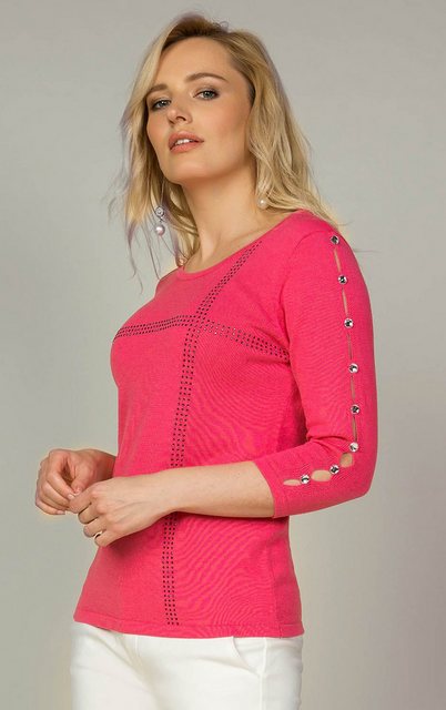 Passioni 3/4 Arm-Pullover Sommerpullover in Coral mit Glitzerstreifen, Schl günstig online kaufen