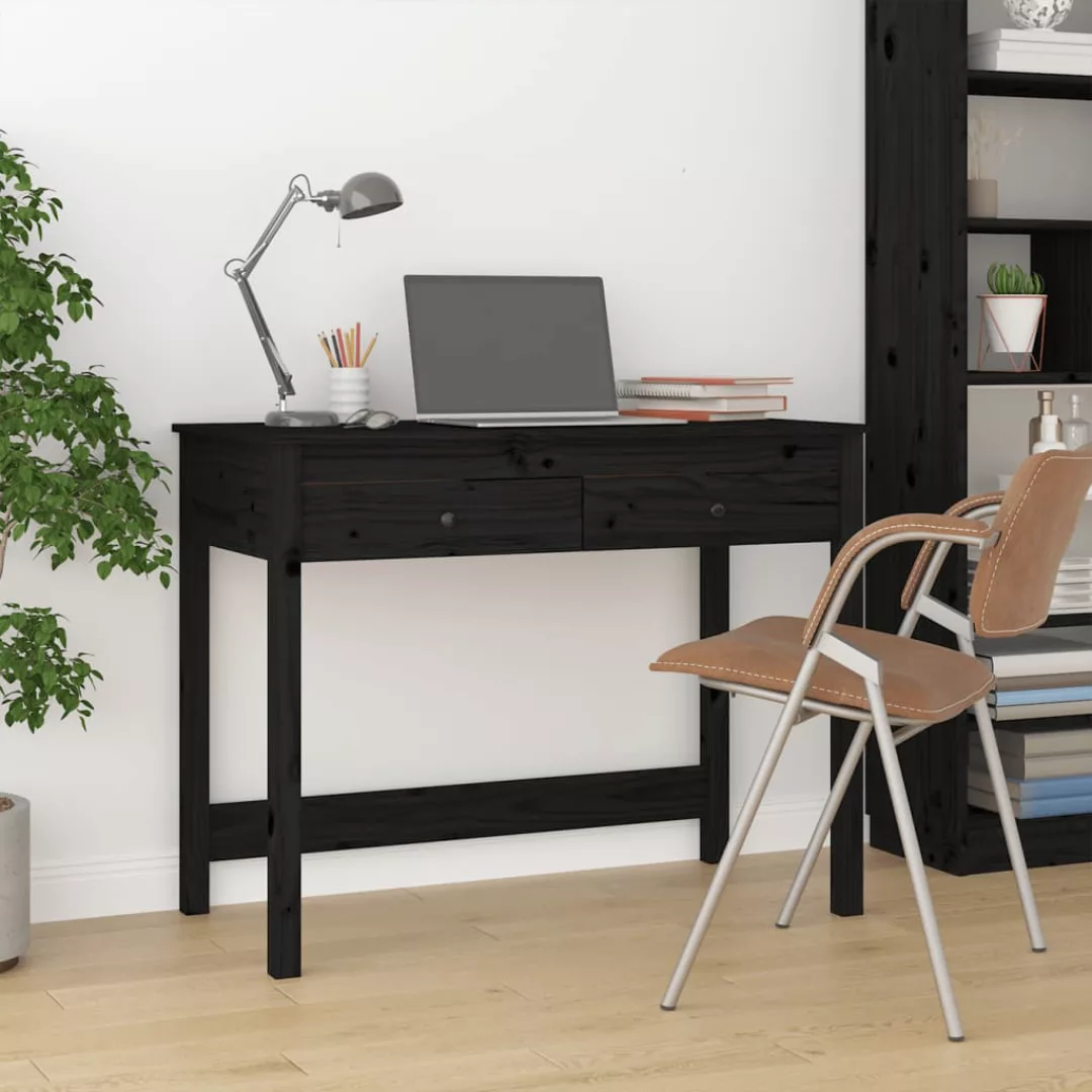 Vidaxl Schreibtisch Mit Schubladen Schwarz 100x50x78 Cm Massivholz günstig online kaufen