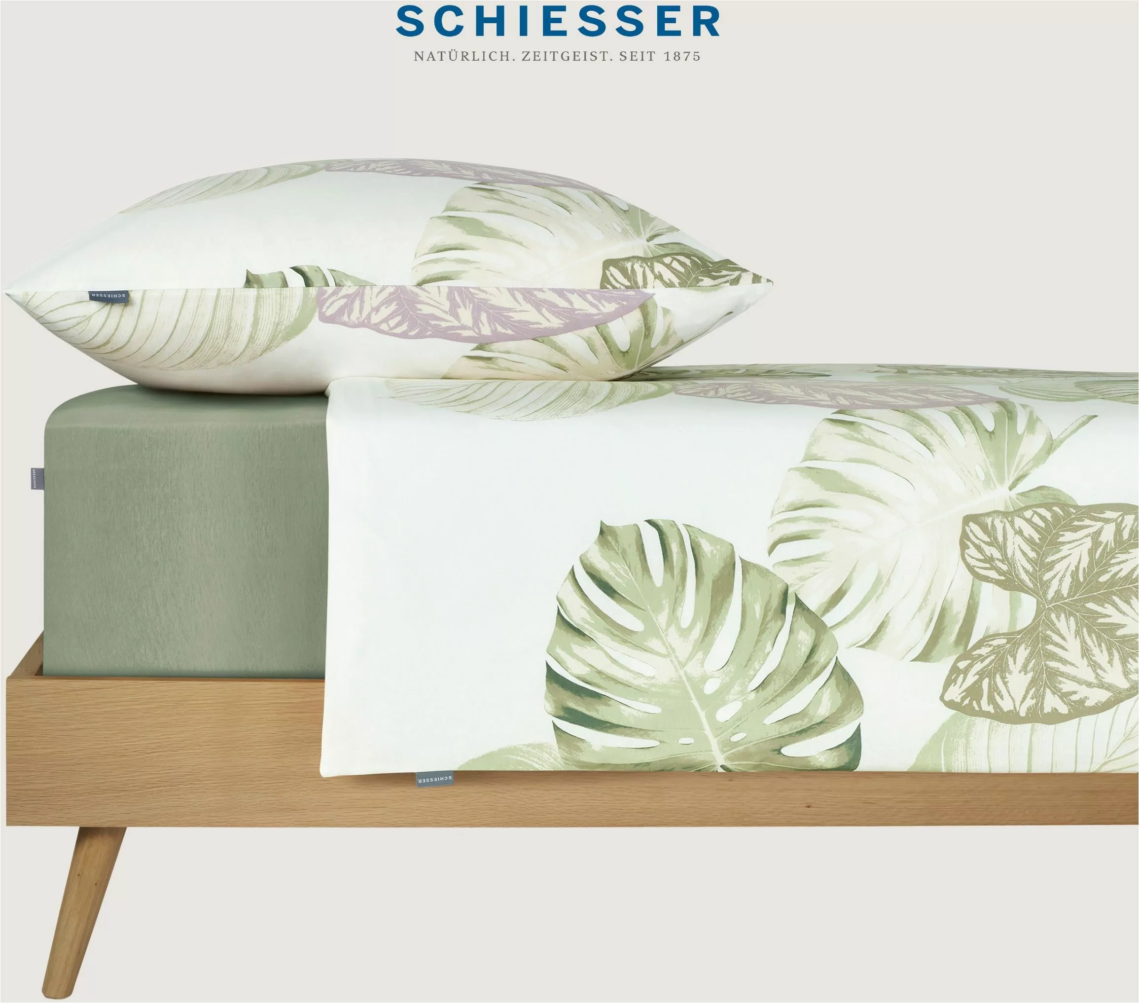 Schiesser Bettwäsche »Bretta aus weicher Baumwolle mit filigranem Palmwedel günstig online kaufen
