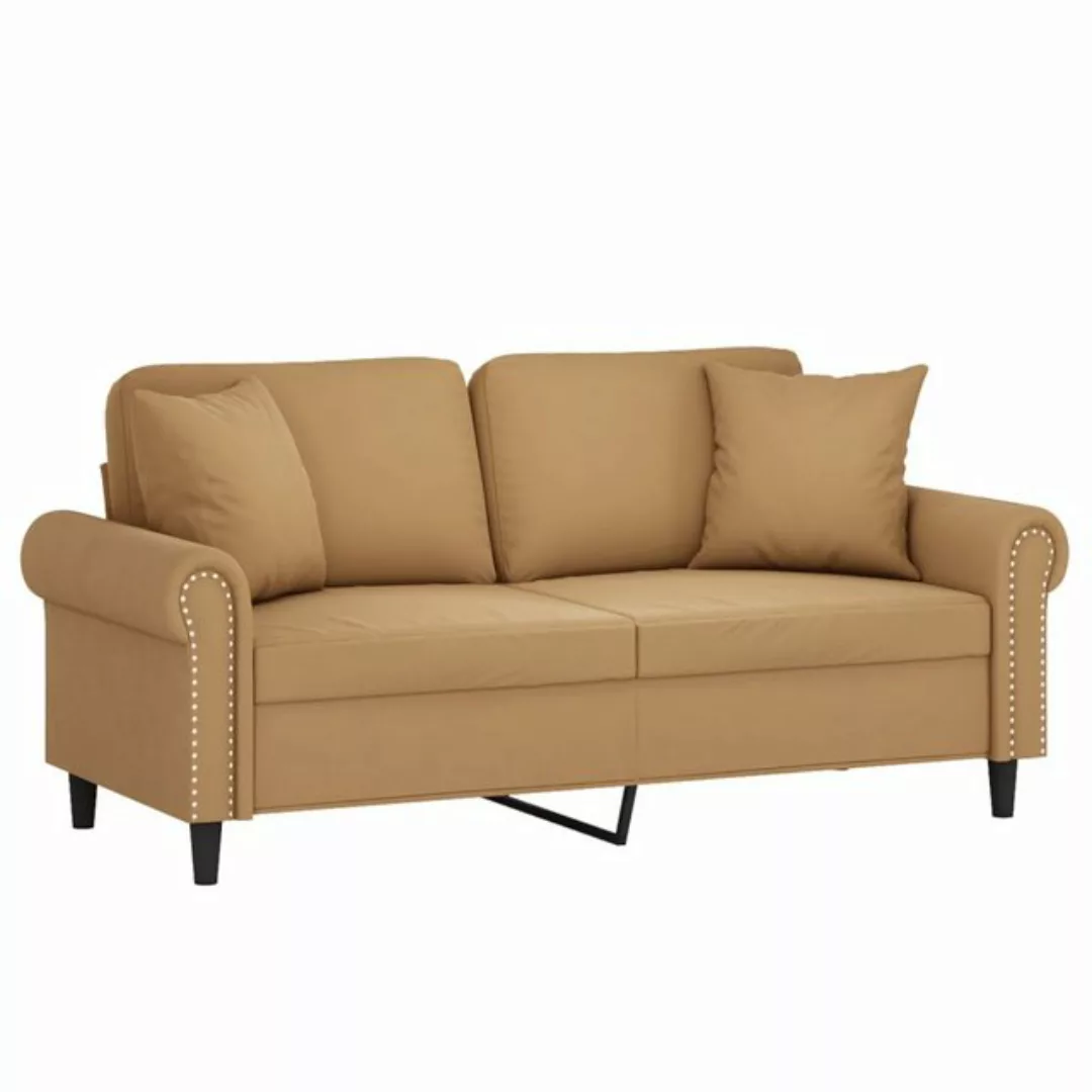 vidaXL Sofa, 2-Sitzer-Sofa mit Zierkissen Braun 140 cm Samt günstig online kaufen