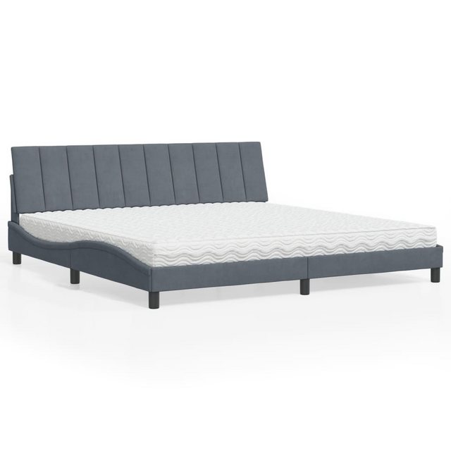 vidaXL Bett Bett mit Matratze Dunkelgrau 200x200 cm Samt günstig online kaufen