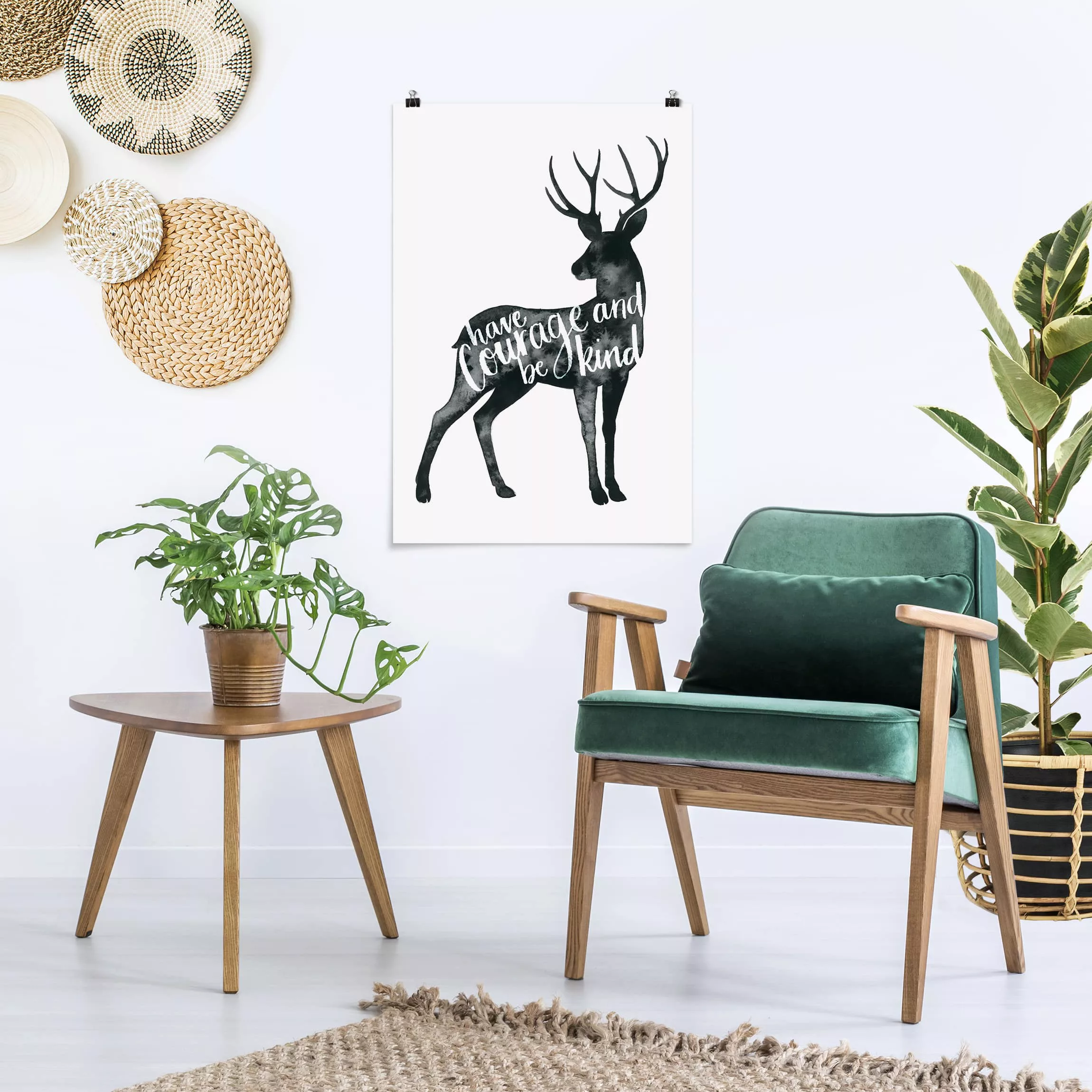 Poster Spruch - Hochformat Tiere mit Weisheit - Hirsch günstig online kaufen