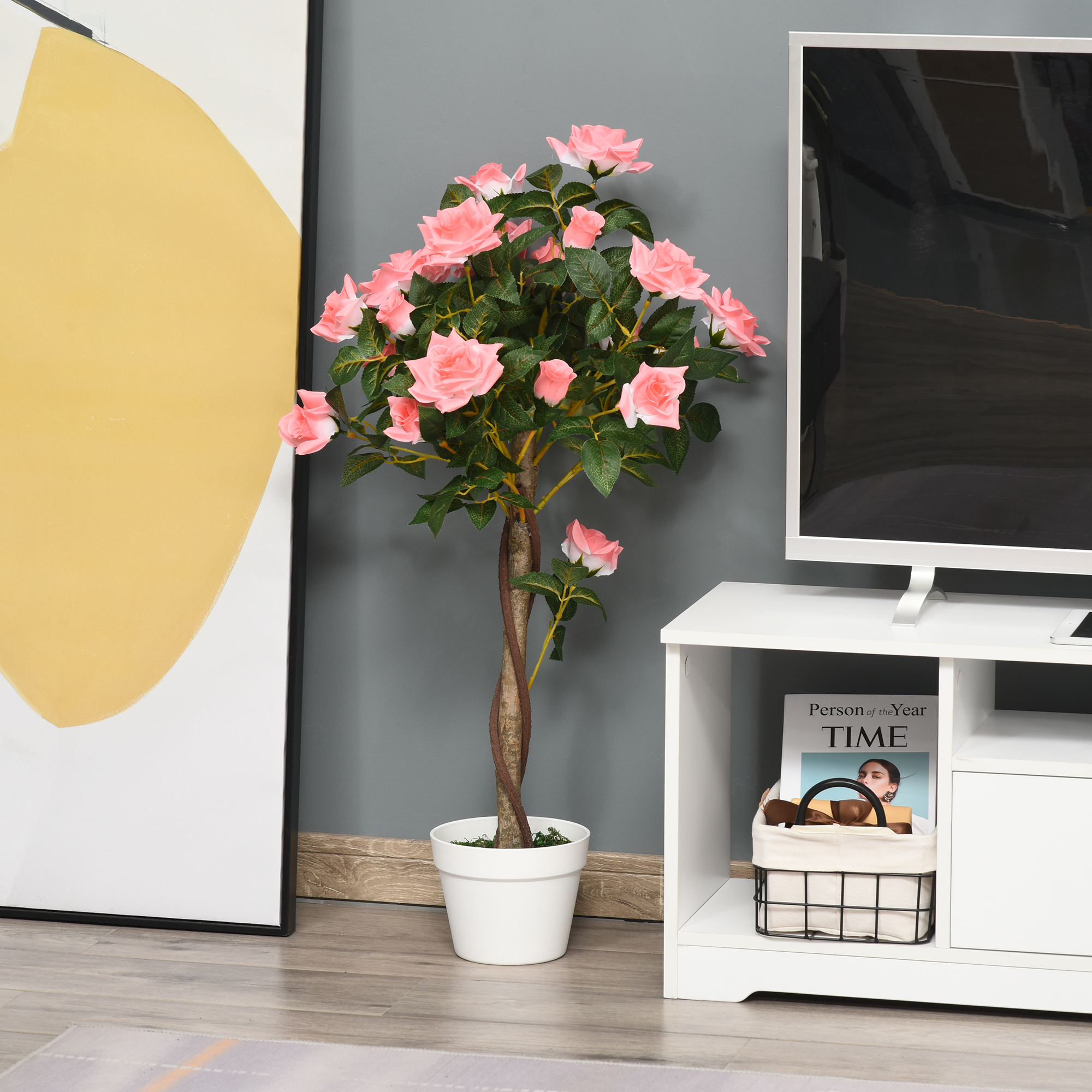 Outsunny künstliche Rosenpflanzen groß 90 cm Kunstpflanze, Plastik künstlic günstig online kaufen