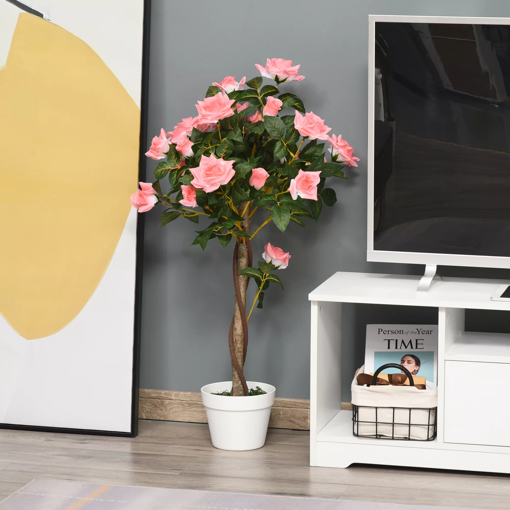Outsunny künstliche Rosenpflanzen groß 90 cm Kunstpflanze, Plastik künstlic günstig online kaufen