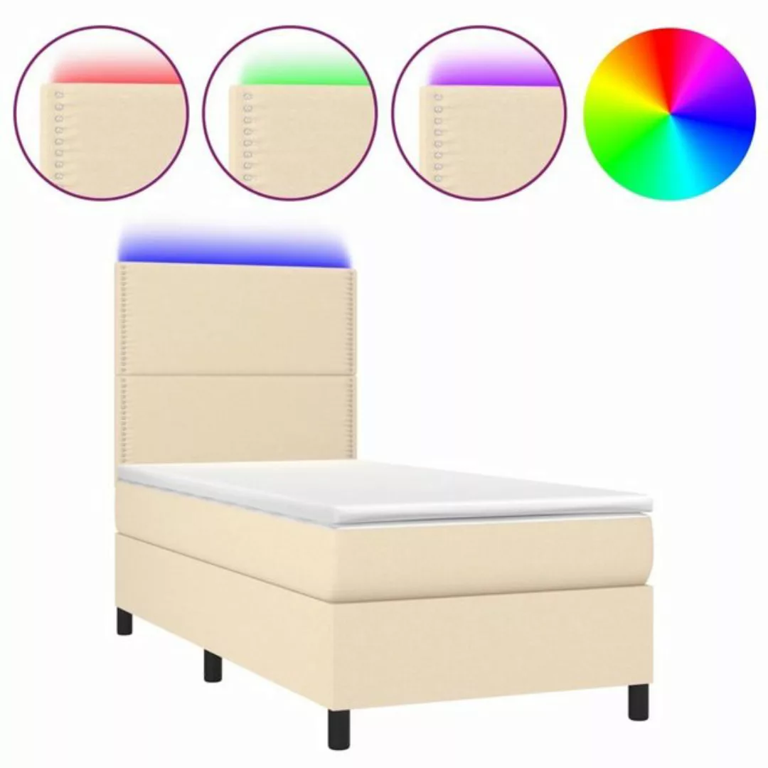 vidaXL Boxspringbett Boxspringbett mit Matratze LED Creme 90x200 cm Stoff B günstig online kaufen