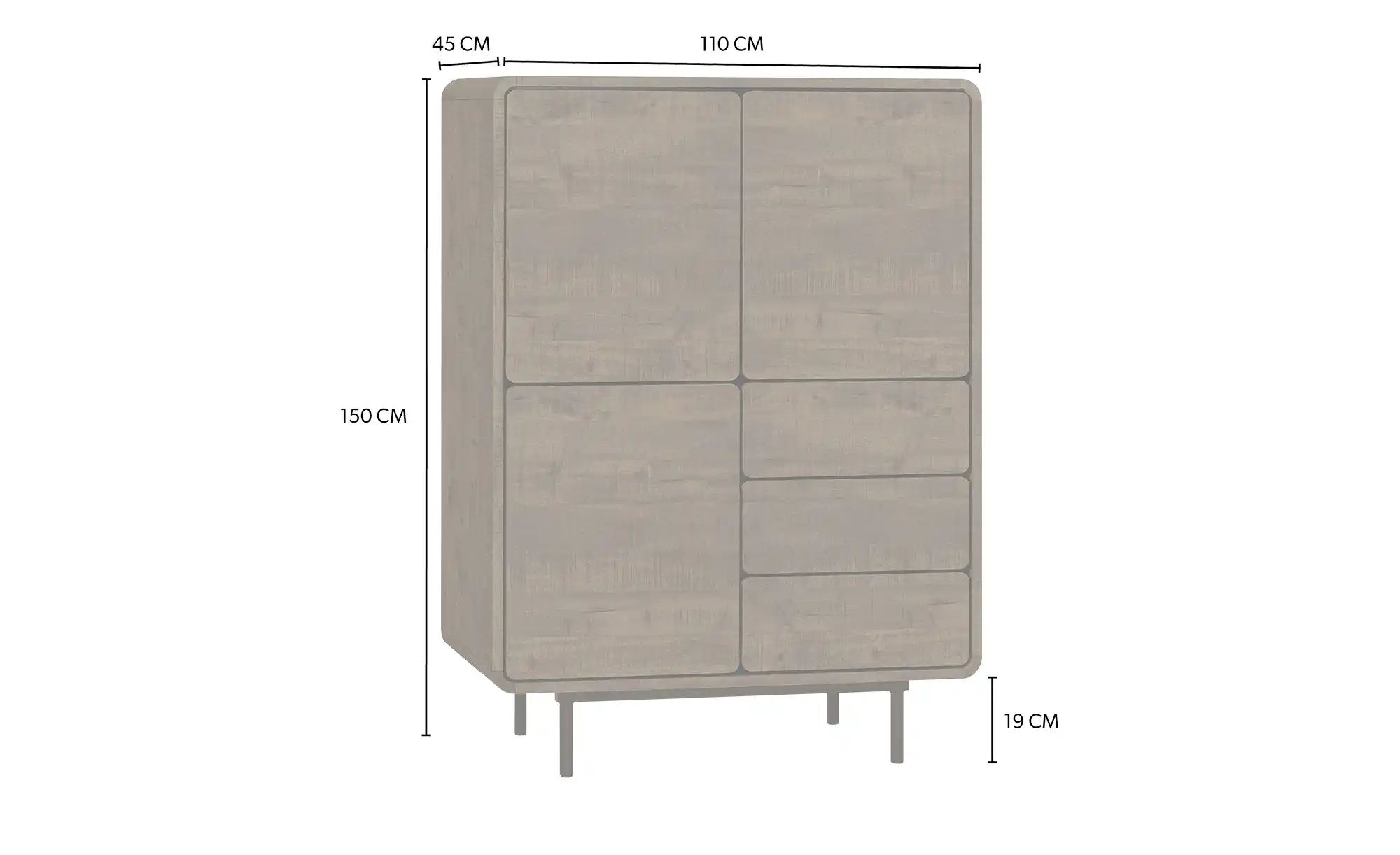 uno Highboard  Idaho ¦ holzfarben ¦ Maße (cm): B: 110 H: 150 T: 45.0 Kommod günstig online kaufen