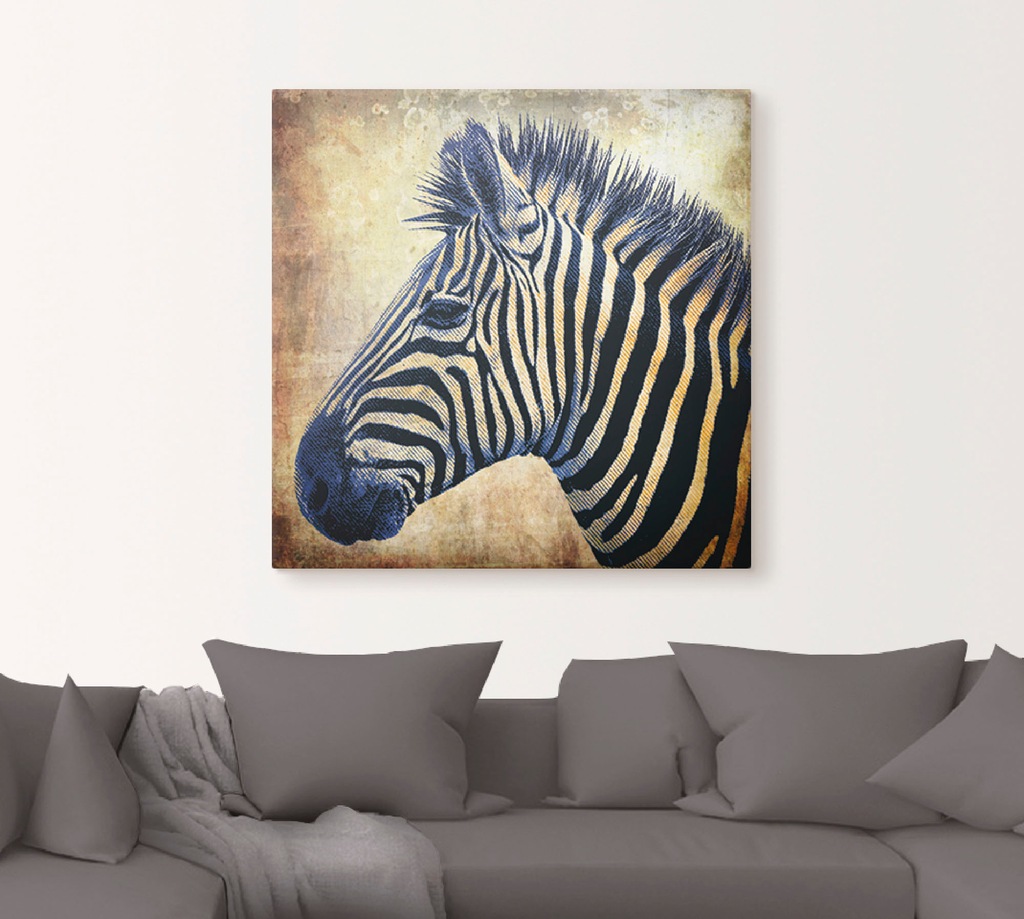 Artland Wandbild "Zebra Porträt PopArt", Wildtiere, (1 St.), als Leinwandbi günstig online kaufen