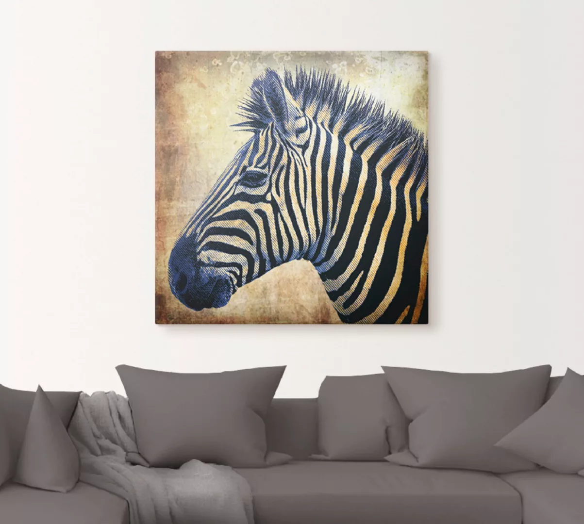 Artland Wandbild »Zebra Porträt PopArt«, Wildtiere, (1 St.), als Leinwandbi günstig online kaufen