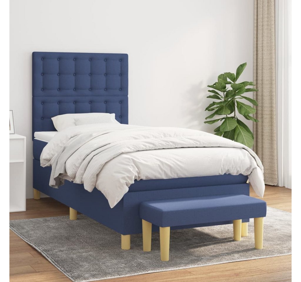 vidaXL Boxspringbett Boxspringbett mit Matratze Blau 80x200 cm Stoff Bett B günstig online kaufen