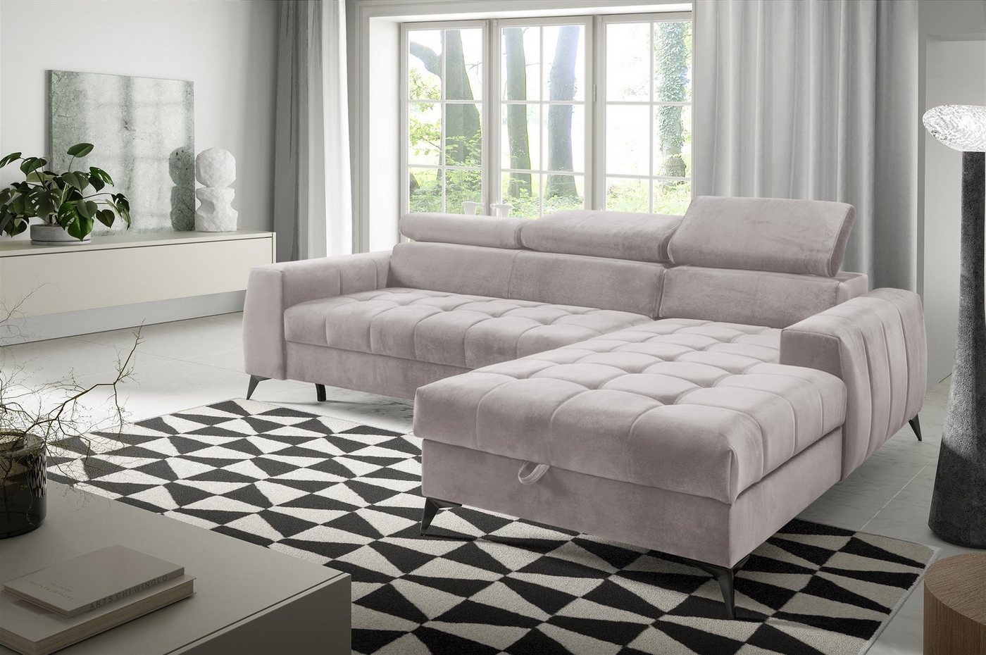 Fun Möbel Ecksofa Schlafsofa Sofa AGNESA XS Stoff Salvador, inkl. Bettkaste günstig online kaufen