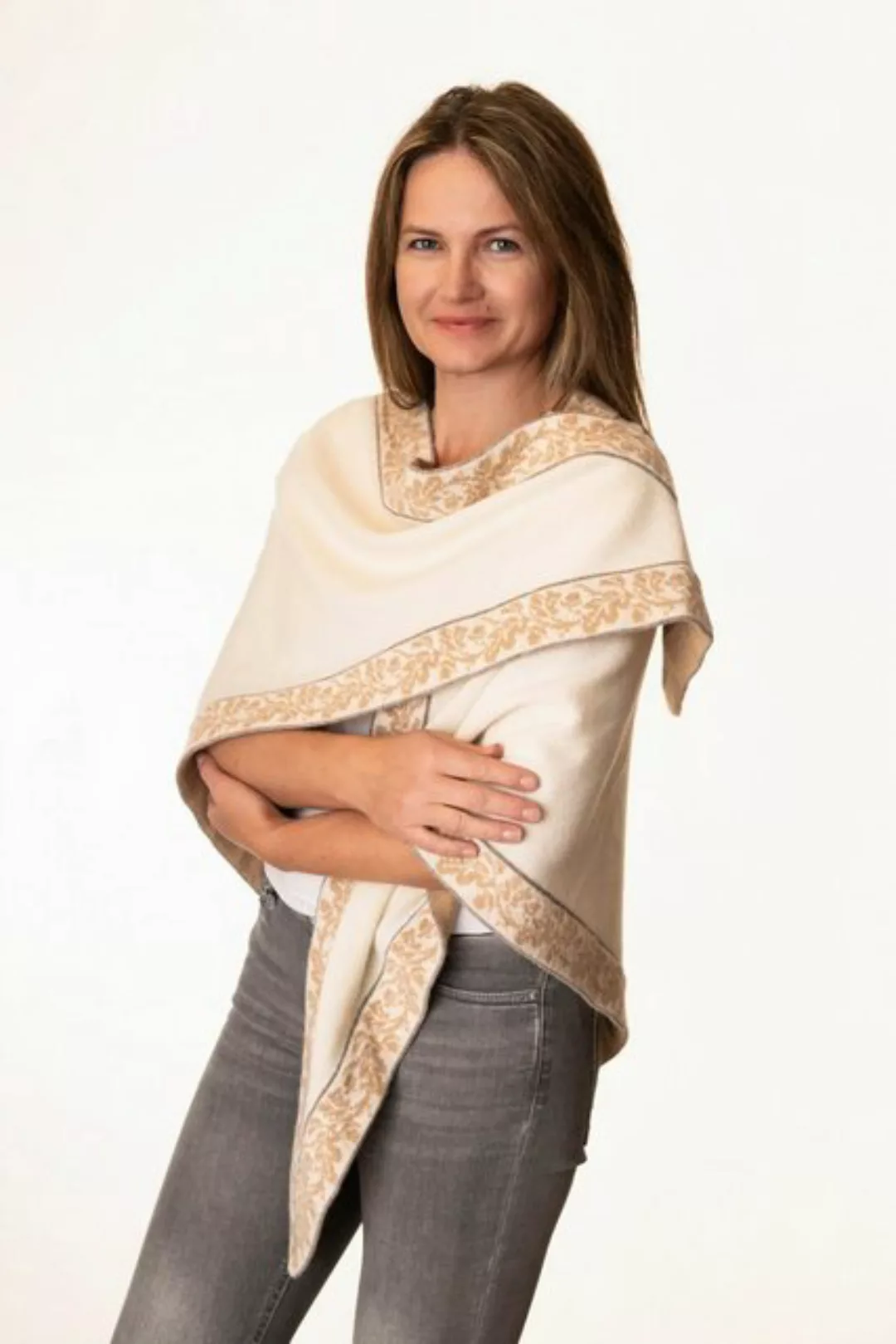 Pezzo D'oro Strickponcho Pezzo D'oro Dreieckstuch aus Merinowolle in Creme günstig online kaufen