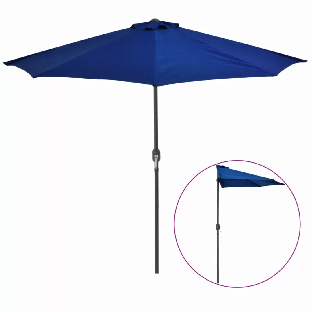 Balkon-sonnenschirm Alu-mast Blau 270x135x245cm Halbrund günstig online kaufen