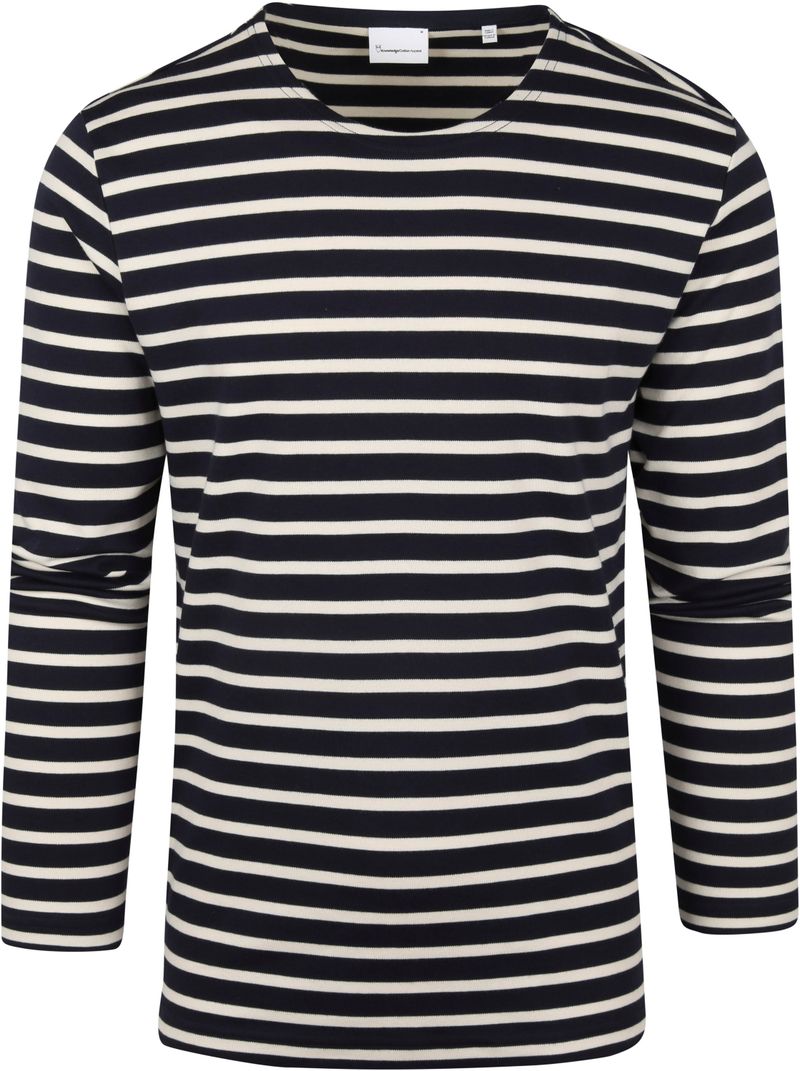 Knowledge Cotton Apparel Longsleeve T-shirt Streifen Dunkelblau - Größe M günstig online kaufen