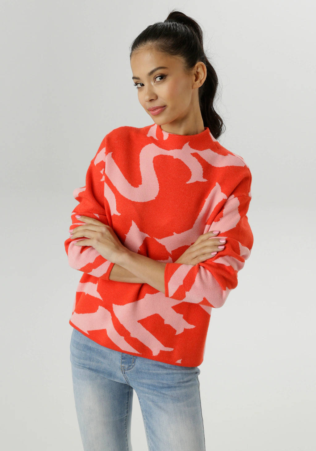 Aniston SELECTED Strickpullover, mit elegantem Jacquard-Muster - NEUE KOLLE günstig online kaufen