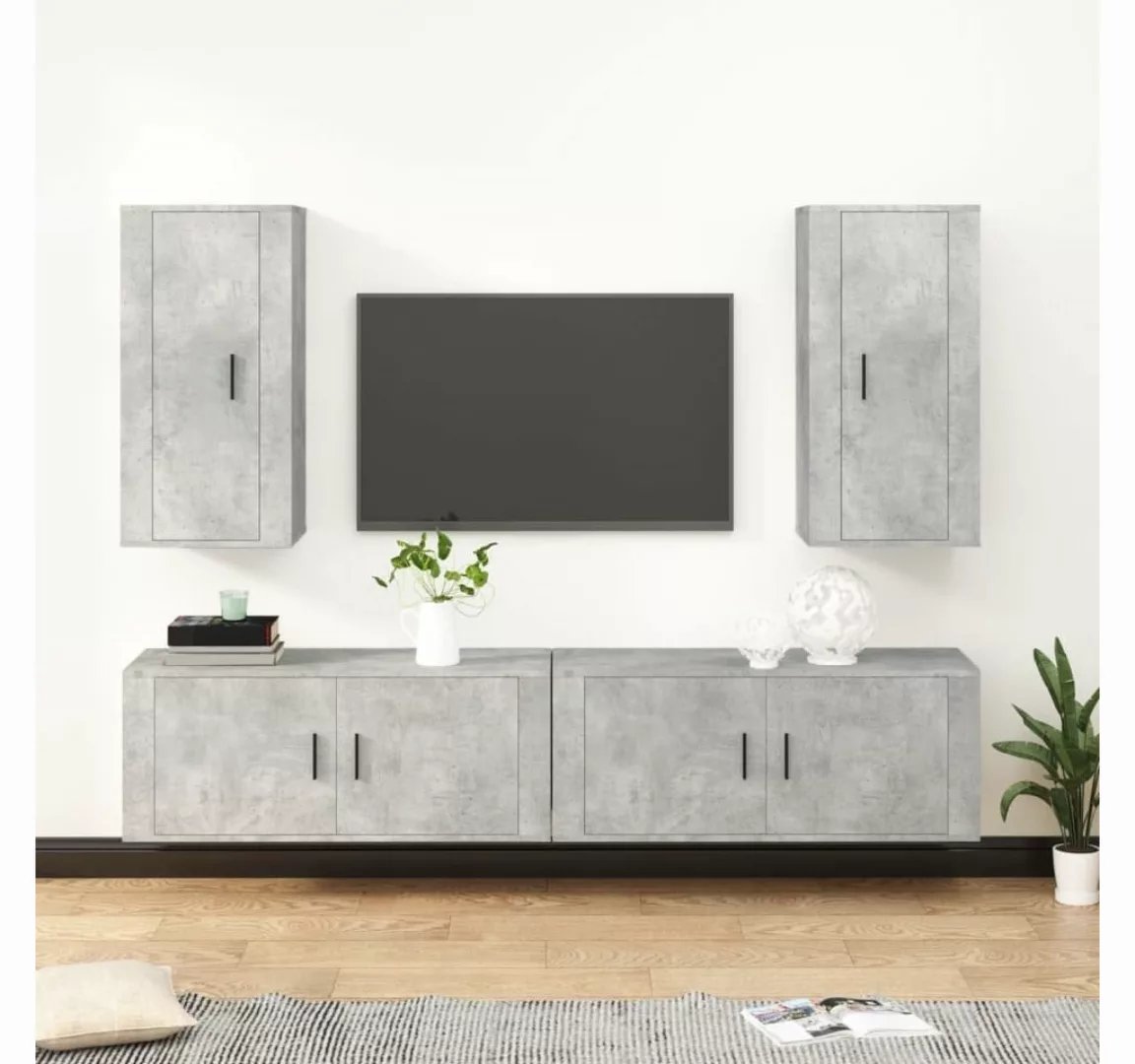 furnicato TV-Schrank 4-tlg. TV-Schrank-Set Betongrau Holzwerkstoff günstig online kaufen