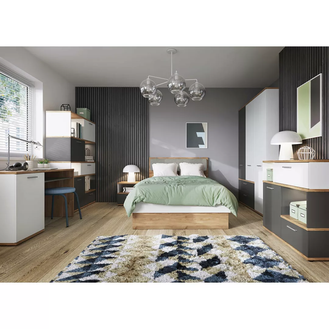 Jugendzimmer Komplett Set TOMAR-129 mit Bett 120x200 cm in Eiche Nb. mit we günstig online kaufen