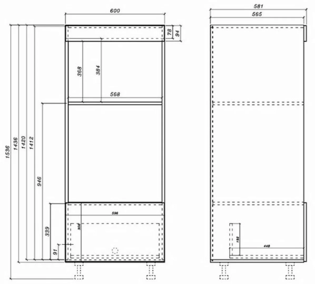 Feldmann-Wohnen Backofenumbauschrank Platinium (1-St) 60cm Front- & Korpusf günstig online kaufen