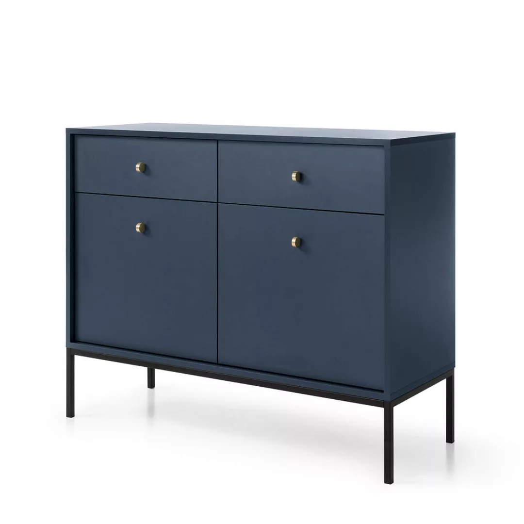 Sideboard 104cm in blau, Fußgestell schwarz, MALAGA-160 günstig online kaufen