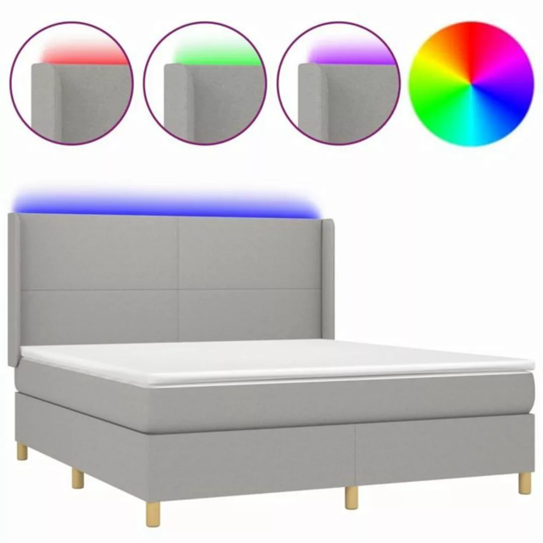 vidaXL Boxspringbett Boxspringbett mit Matratze LED Hellgrau 180x200 cm Sto günstig online kaufen