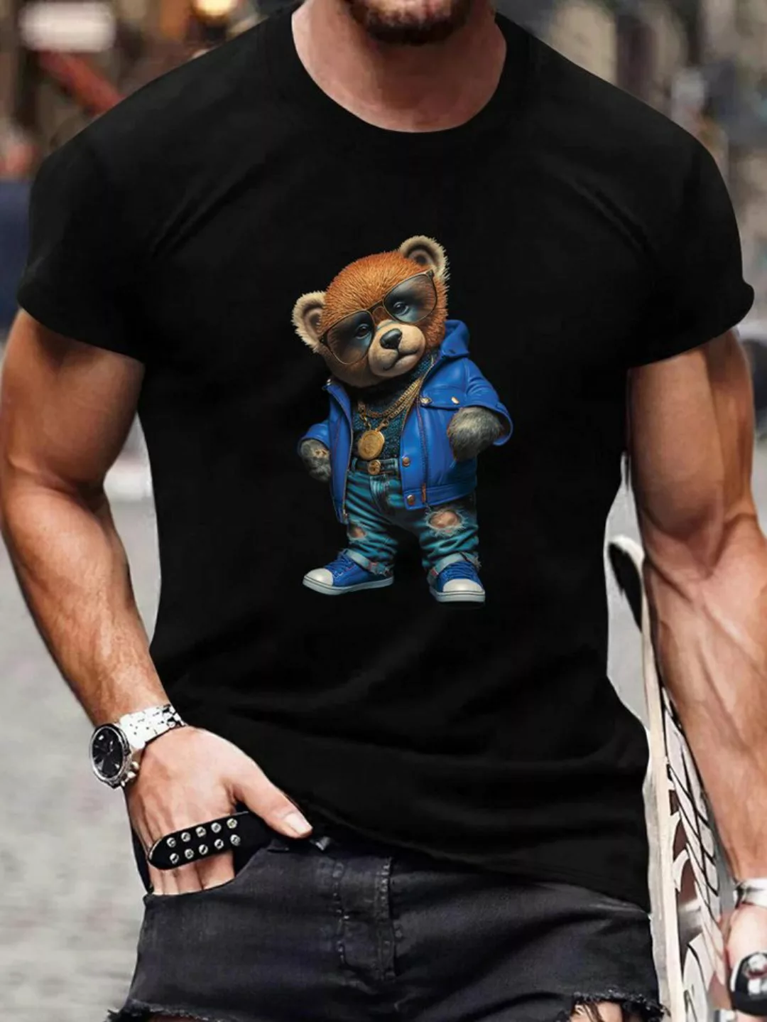 RMK T-Shirt Herren Shirt Sommer Teddybär Bär Bear aus Baumwolle günstig online kaufen