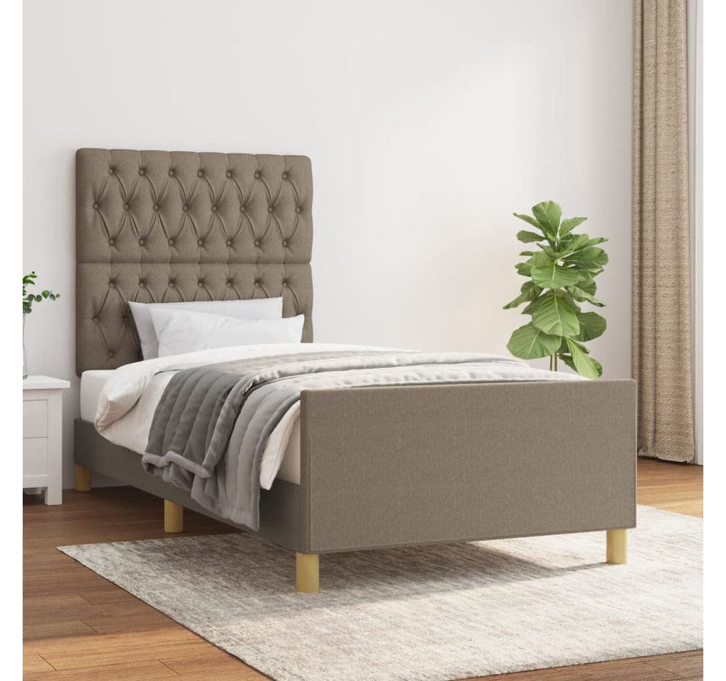 vidaXL Bett, Bettgestell ohne Matratze Taupe 90x190 cm Stoff günstig online kaufen